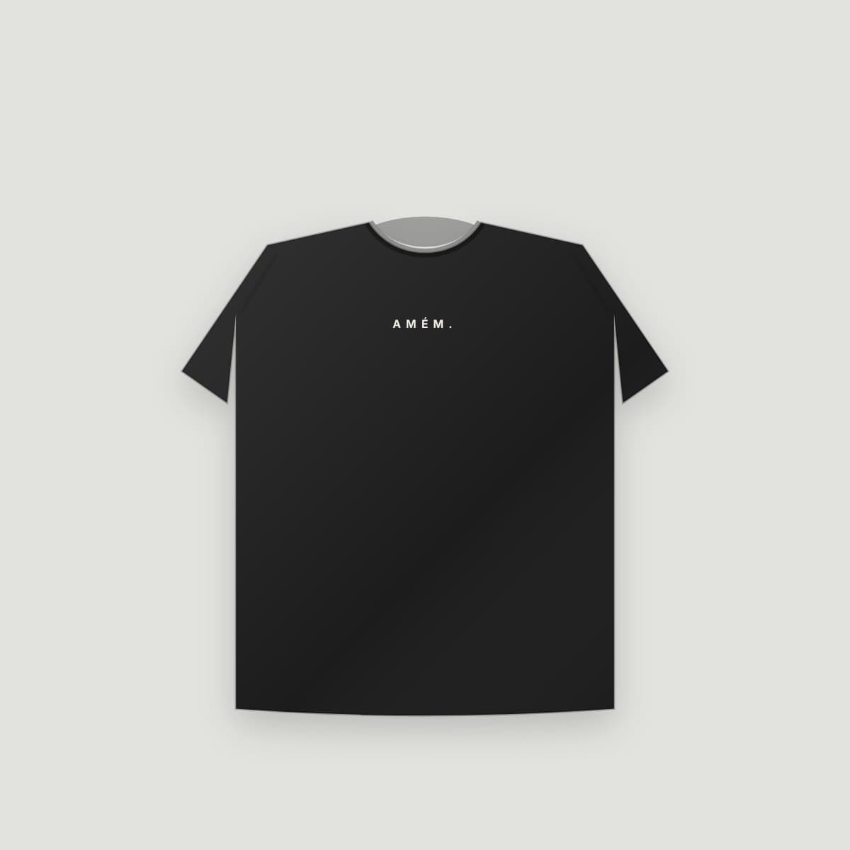 Camiseta “Amém”, modelo Infantil, frente: "AMÉM." pequeno