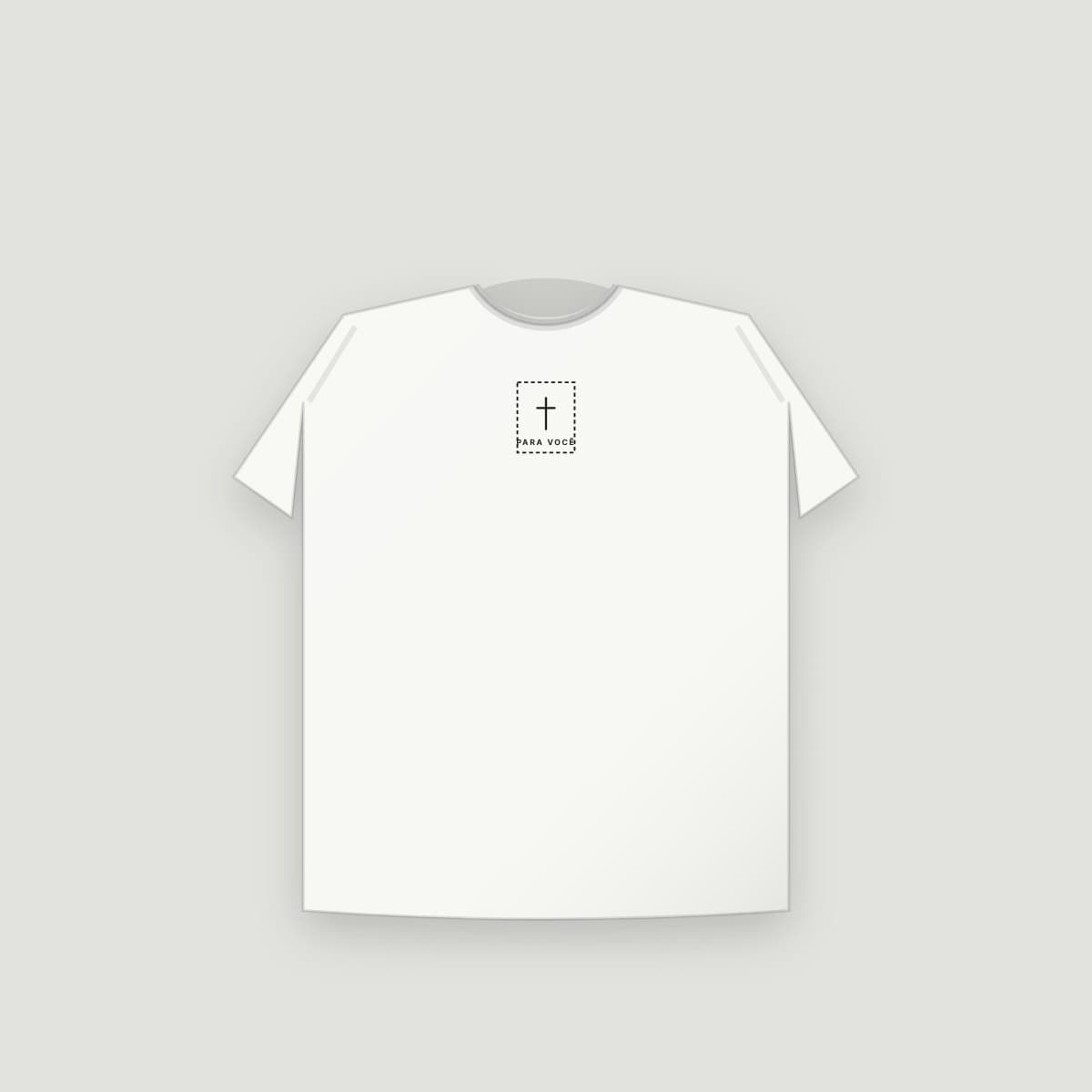 Camiseta “De: Deus / Para: você”, modelo Infantil, frente: Selo postal com a cruz