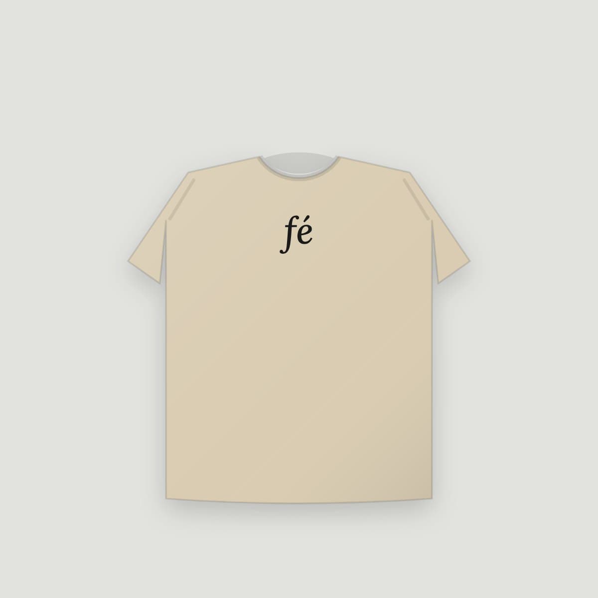 Camiseta “Fé”, modelo Infantil, frente: "fé" em letra cursiva