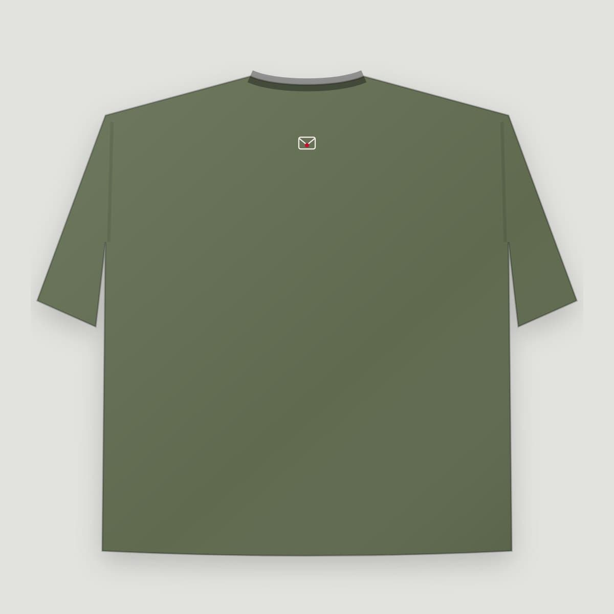 Camiseta “Carta Viva logo”, modelo Oversized Premium, costas: Envelope pequeno na nuca